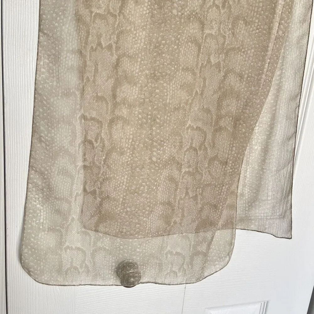 Womens Scarf Beige Animal Print Lace Lightweight